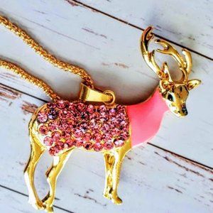Pink Sparkling Deer Pendent